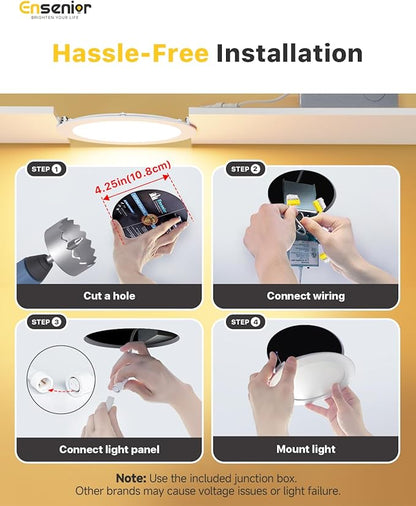 Ensenior 12 Pack 4 Inch LED Recessed Ceiling Light, 4000K Cool White, 750LM 9W - Image 6