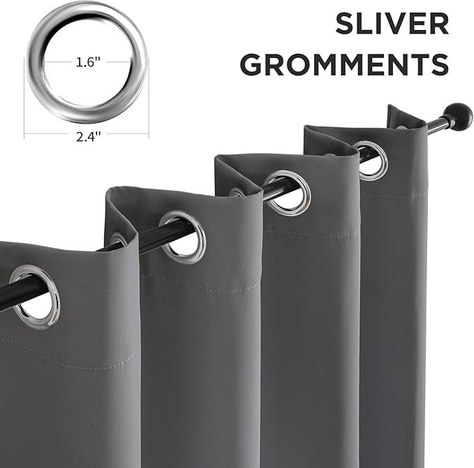 CUCRAF Light Grey Blackout Curtains 72 Inches Long, Thermal Insulated Noise - Image 2