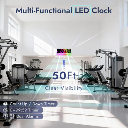 16.5" Large Digital Wall Clock for Classroom, Sync Screen RGB Backlight | 11 Screen Colors, 13 U-Shaped RGB Modes, Temp Humidity, Auto DST, Dual Alarm, Timer, Digital Clock for Gym Gaming Room
