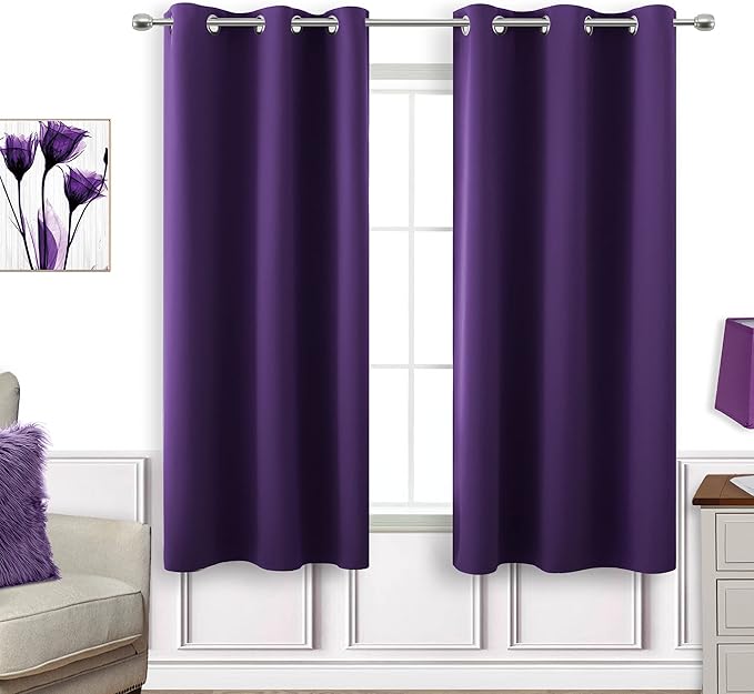 KOUFALL Dark Purple Window Curtains by KOUFALL