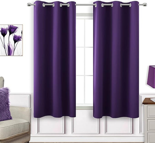 KOUFALL Dark Purple Window Curtains by KOUFALL
