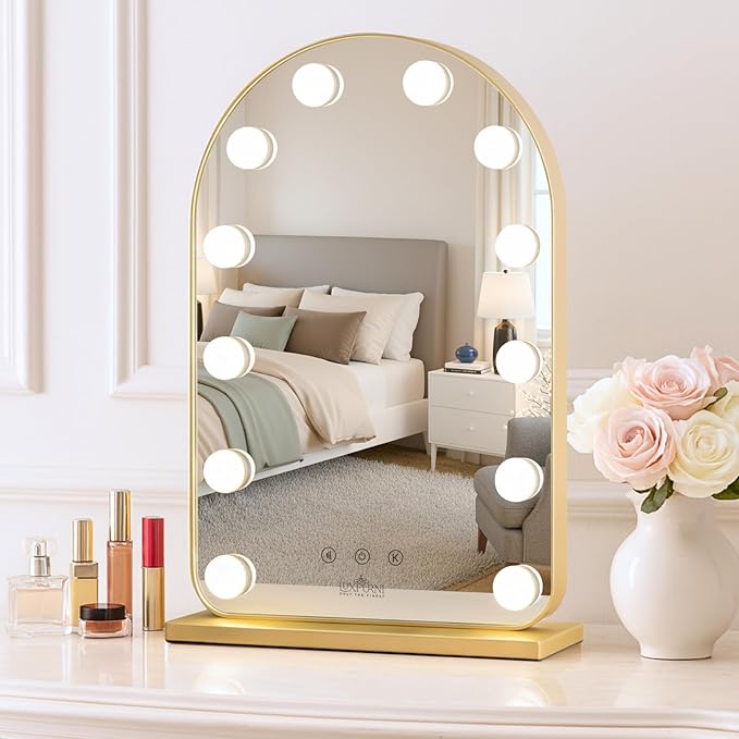 LUXFURNI Vanity Mirror with Lights, 20.5" L x 13" W Arched LED Makeup Mirror - Image 7