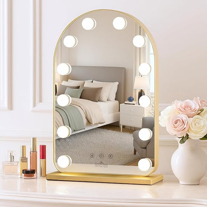LUXFURNI Vanity Mirror with Lights, 20.5" L x 13" W Arched LED Makeup Mirror - Image 7