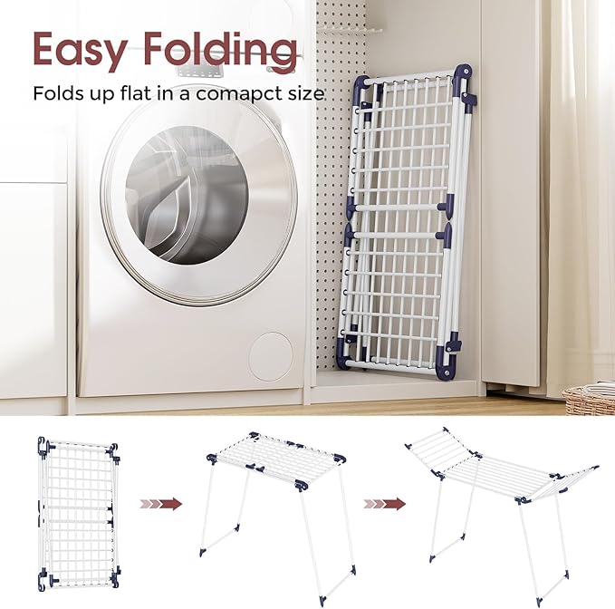 APEXCHASER Clothes Drying Rack Foldable, Large Drying Rack Clothing, Winged - Image 4