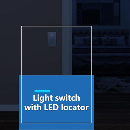 LIDER Minimalist Design Matte Finish Lighted Decorator Switch, Frameless Paddle - Image 5