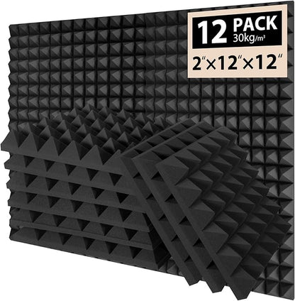 12 Pack Soundproof Wall Panels, Saiqiang Acoustic Foam 2" x 12"x 12" Sound by Saiqiang