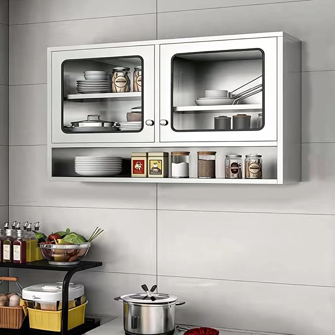 ZZV Kitchen Wall Cabinet, Stainless Steel Wall Mounted Cabinet - Image 4