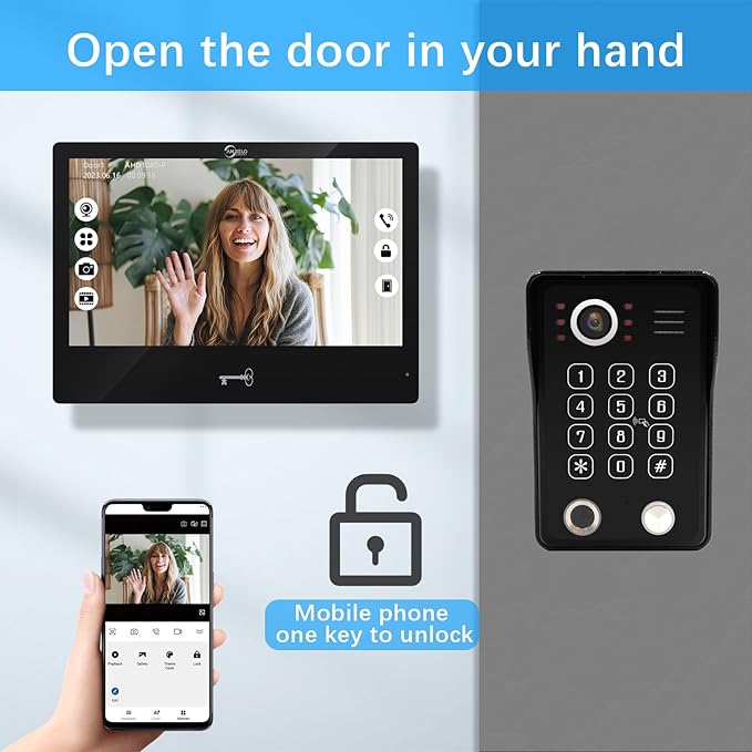 Wired Video Apartment Intercom System, Door Phone Kit, 10 Inch Touch Monitor - Image 5