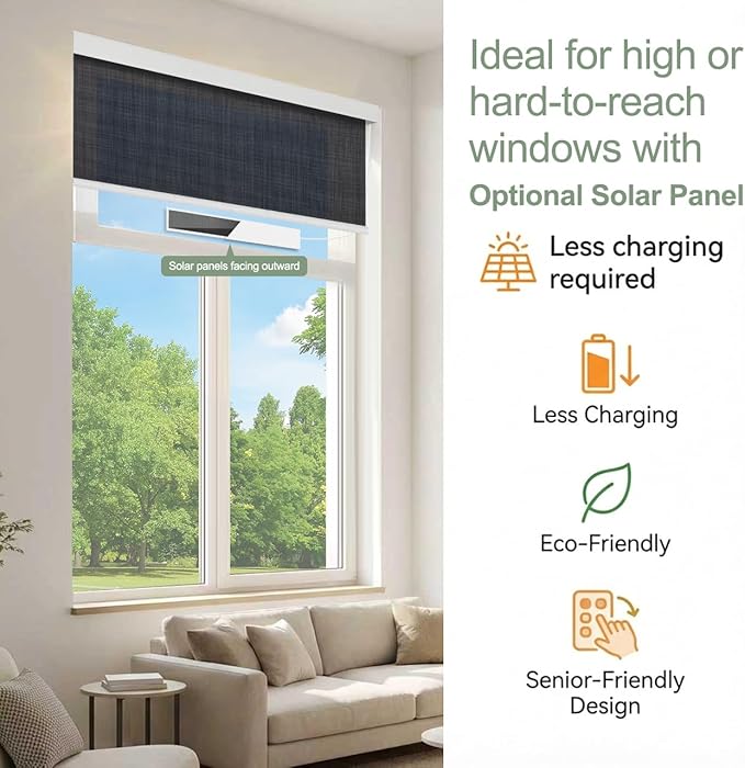 Tipiace Motorized Blinds with Remote Window Roller Shade Wireless Rechargeable - Image 7