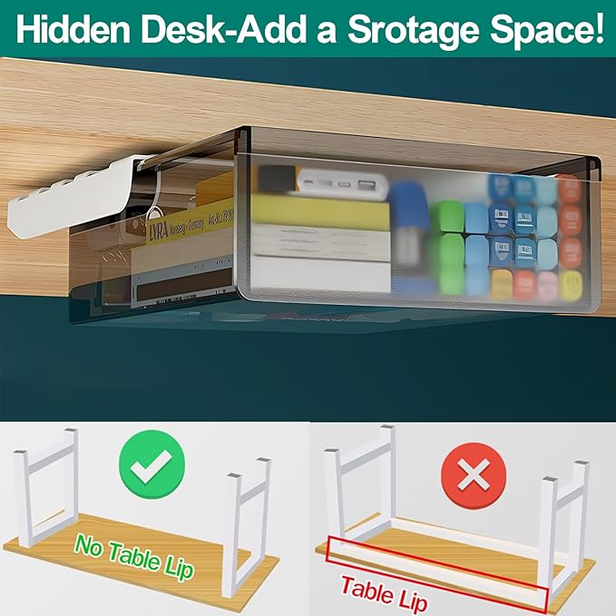 Under Desk Table Drawer Storage Organizer, Slide Out Drawer - Image 5