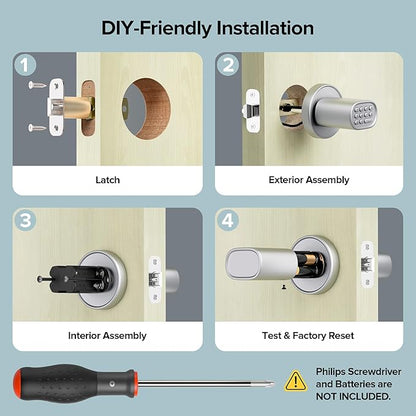 ThorBolt Door Lock Knob with Keypad Keyless Entry Door Knob Electric Coded - Image 6