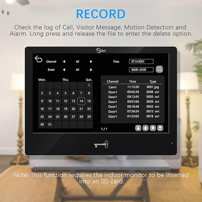 Wired Video Apartment Intercom System, Door Phone Kit, 10 Inch Touch Monitor - Image 9