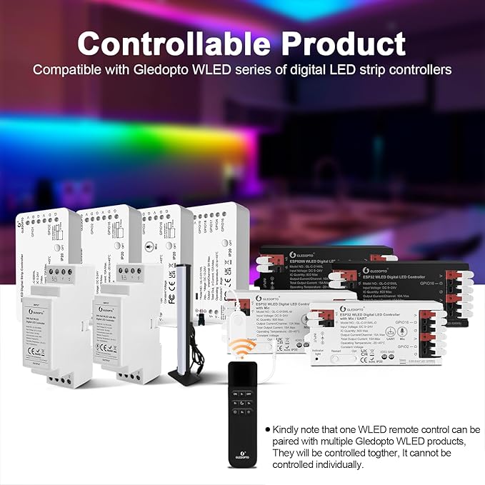 GLEDOPTO WLED Remote Control RGB IC LED ESP Now APP WiFi Wireless Brightness - Image 5