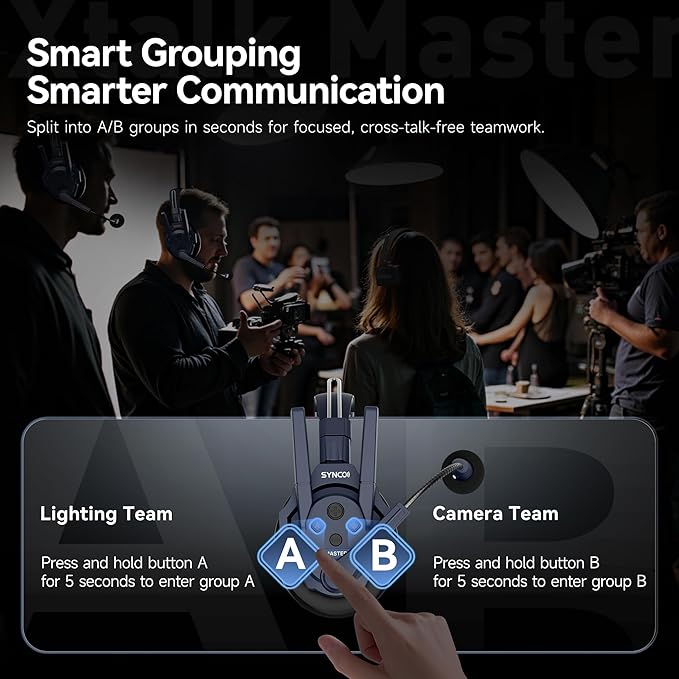 SYNCO Xtalk Master Wireless Intercom Headset System, 8 Person 2.4GHz - Image 5