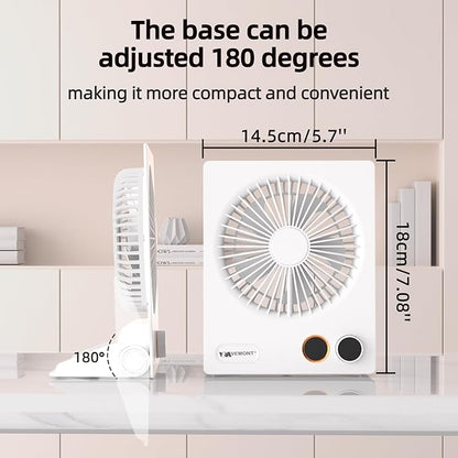 VEMONT 180°Foldable Portable Personal Fan Built-in 5000mAh Rechargeable Battery - Image 3