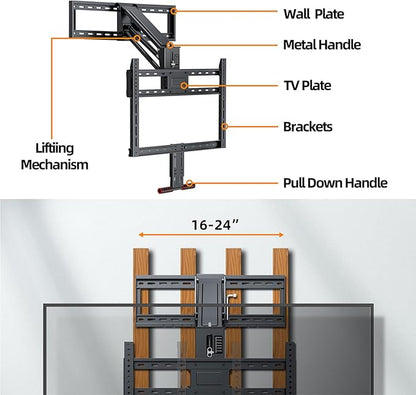 Pull Down TV Mount for Fireplace, Height Adjustable for Most 43-80 Inch TVs - Image 9