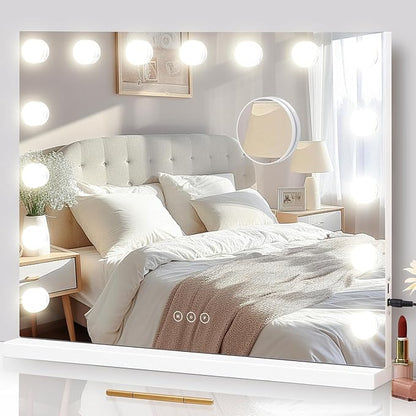 Vanity Mirror with Lights Lighted Makeup Mirror with 15 Dimmable LED Bulbs by NUSVAN