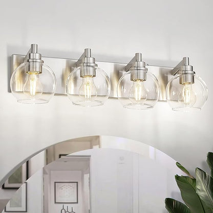 METWET Bathroom Light Fixtures, 4 Light Brushed Nickel Vanity Light, 26 Inch - Image 8