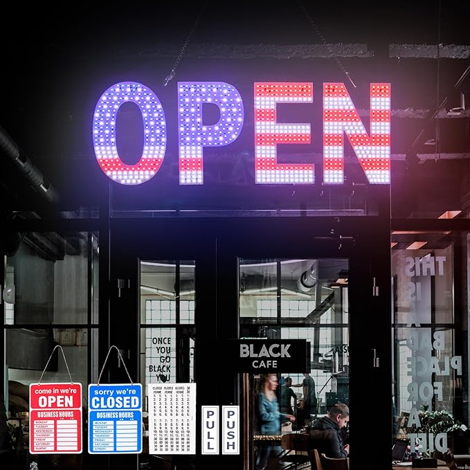 LED Open Signs for Business, Ultra Bright Adjustable Light Up Open Sign Led for by Thirdpolite