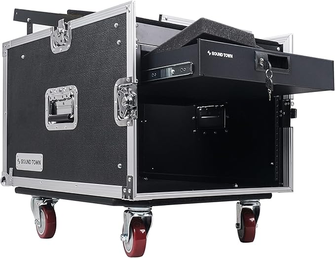 Sound Town High-Quality 1/2” Plywood 8U PA DJ Pro Audio Rack/Road ATA Case by SOUNDTOWN