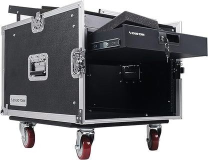 Sound Town High-Quality 1/2” Plywood 8U PA DJ Pro Audio Rack/Road ATA Case by SOUNDTOWN