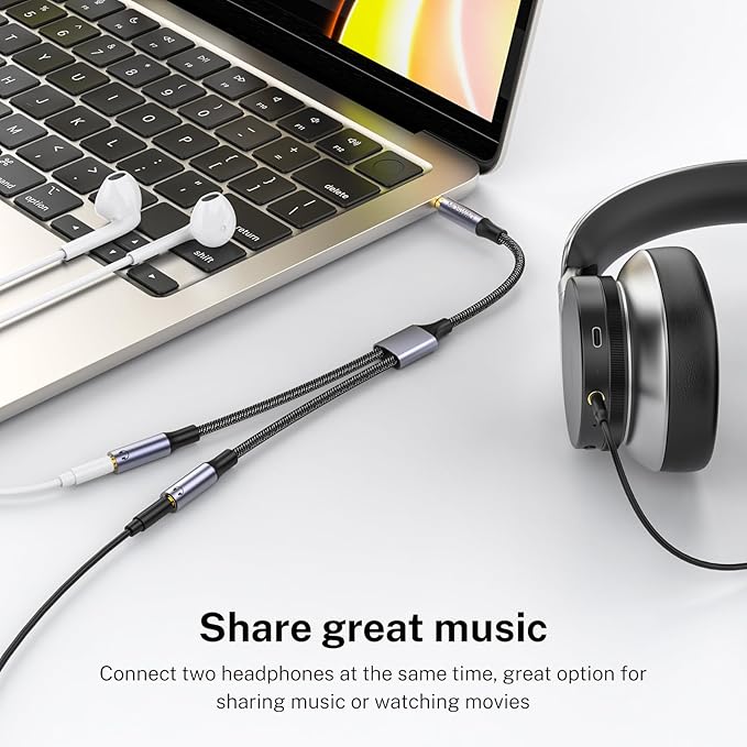 MOSWAG Headphone Splitter for 2 TRRS Headphones, 3.5mm Male to 2 Female Audio - Image 3