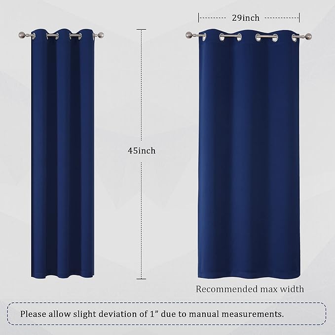 DUALIFE Navy Blue Short Blackout Curtains - Image 6