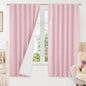 LAMIT 100% Blackout Pink Linen Curtains, 63 Inches Linen Textured Thermal by LAMIT
