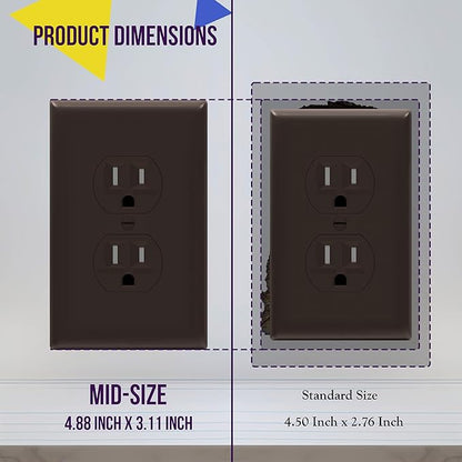 ENERLITES Duplex Receptacle Outlet Wall Plate, Gloss Finish, Midway Size 1-Gang - Image 2