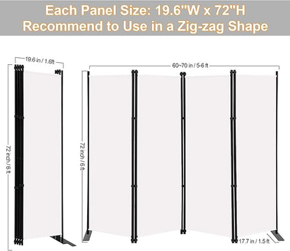 MAYOLIAH 4 Panel Room Divider Screen 6Ft Tall Foldable Privacy Dividers Indoor - Image 5
