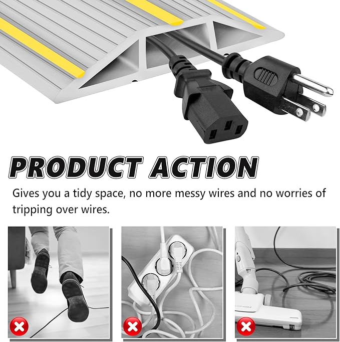 10Ft Cord Covers for Wires on Floor, 3-Channel Floor Cord Cover - Image 6