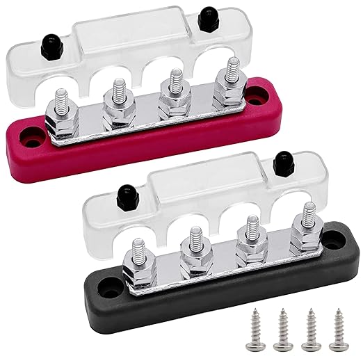 4 x #10 Studs Bus Bar, Ampper 4.2" Power/Ground Distribution Block Brass - Image 7