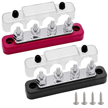 4 x #10 Studs Bus Bar, Ampper 4.2" Power/Ground Distribution Block Brass - Image 7