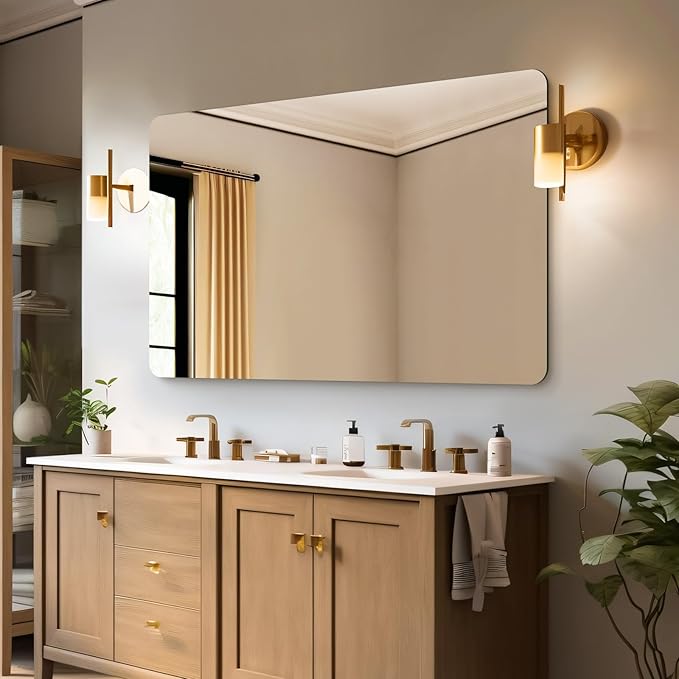 Mirrorons 48 x 30 Frameless Bathroom Mirror, Rounded Corner Bathroom Vanity - Image 4