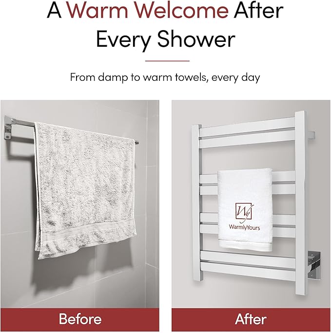 WarmlyYours Heated Towel Warmer Rack, Integrated On/Off Switch - Image 8
