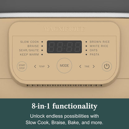 magnifique 6 quart multi-cooker, with 8-in-1 casserole programmable, close-up detail