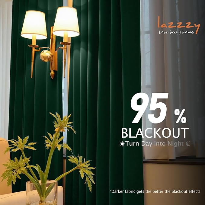 Lazzzy Velvet Blackout Curtains Thermal Insulated Room Window Drapes Super Soft - Image 7