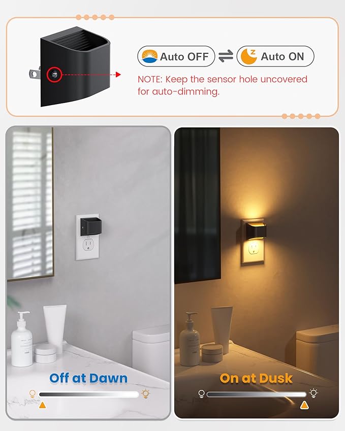 NIORSUN Night Lights Plug Into Wall, Auto Brightness Sensor Night Light - Image 2