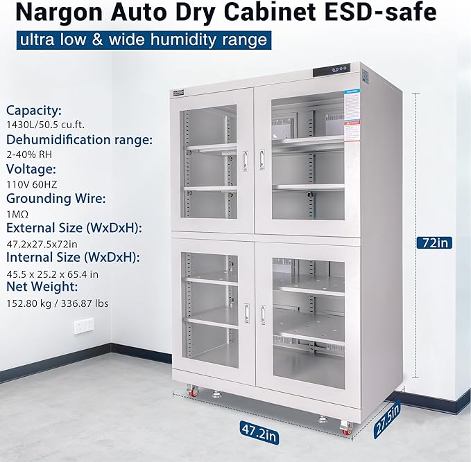 NARGON 2-40% RH 1430L Electronic Dry Cabinet, ESD Desiccator Cabinet - Image 2