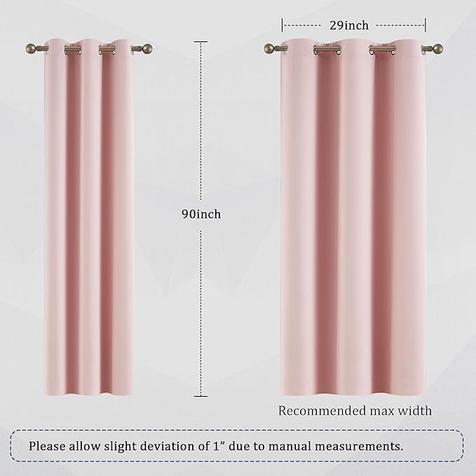 DUALIFE Baby Pink Curtains Blackout 90 Inch Length - Image 6