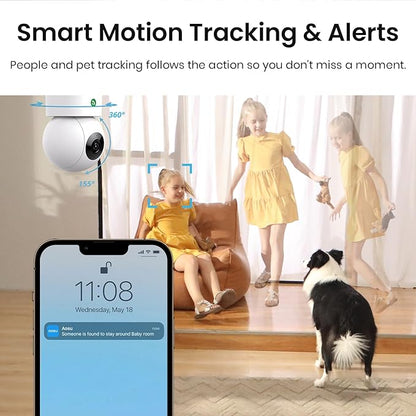 aosu 4MP Security Camera Indoor, 2.5K Baby Monitor Pet Camera 360° - Image 4