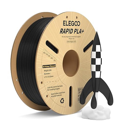 ELEGOO Rapid PLA Plus Filament 1.75mm Black 1KG, PLA+ 3D Printer Filament by ELEGOO