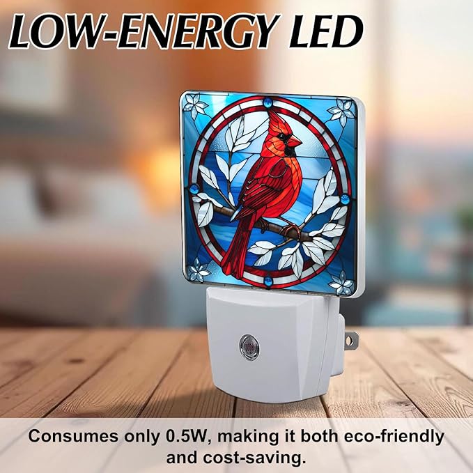 PODMemory Cardinal Stained Glass Night Lights Plug into Wall - Image 6