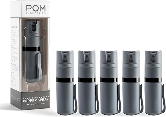 POM Pepper Spray Pocket Clip, Quick Flip Top Safety, Maximum Strength OC Formula by POMIndustries