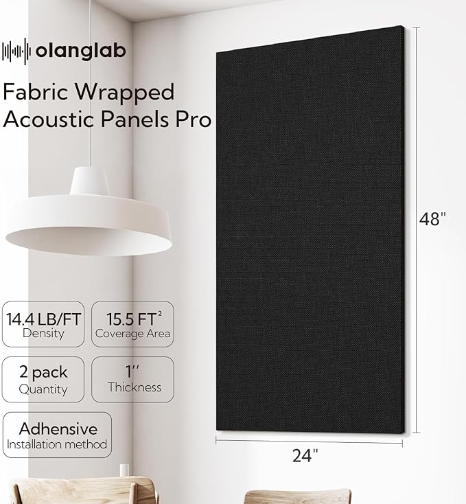 Olanglab Acoustic Panels 2 Pack, Fabric Wrapped Sound Proof Foam Panels - Image 2
