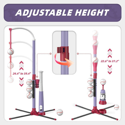 wee wonders 3-in-1 t ball set, adjustable height showing dimensions
