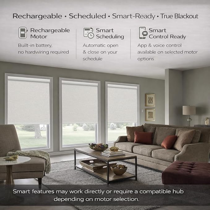 Zshine Motorized Blackout Window Blinds Customize Width Remote Control Wireless - Image 2