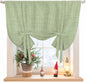 Vintage Sage Green Tie Up Curtains for Windows 54 Inch Length Balloon Curtains Kitchen Adjustable Balloon Window Shade Farmhouse Retro Beige Solid Color Tie Up Valance Bathroom Curtain Window 42"x54"