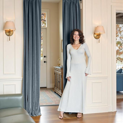 Lazzzy Velvet Blackout Curtains Thermal Insulated Room Window Drapes Super Soft - Image 6