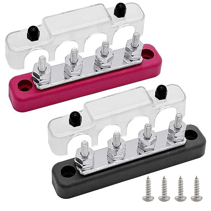 4 x #10 Studs Bus Bar, Ampper 4.2" Power/Ground Distribution Block Brass by Ampper